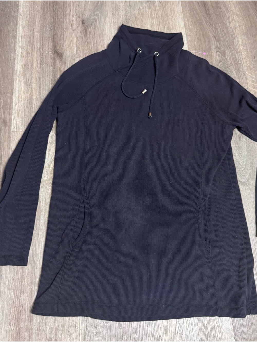 St. John's Bay Black Funnel Neck Drawstring Pullover Sweater